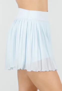 Lichtblauwe Plissé Skort met Hoge Taille en Mesh