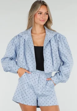 Lichtblauwe Polkadot Two Piece Set met Jack en Short