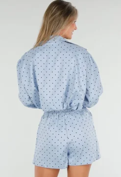 Lichtblauwe Polkadot Two Piece Set met Jack en Short