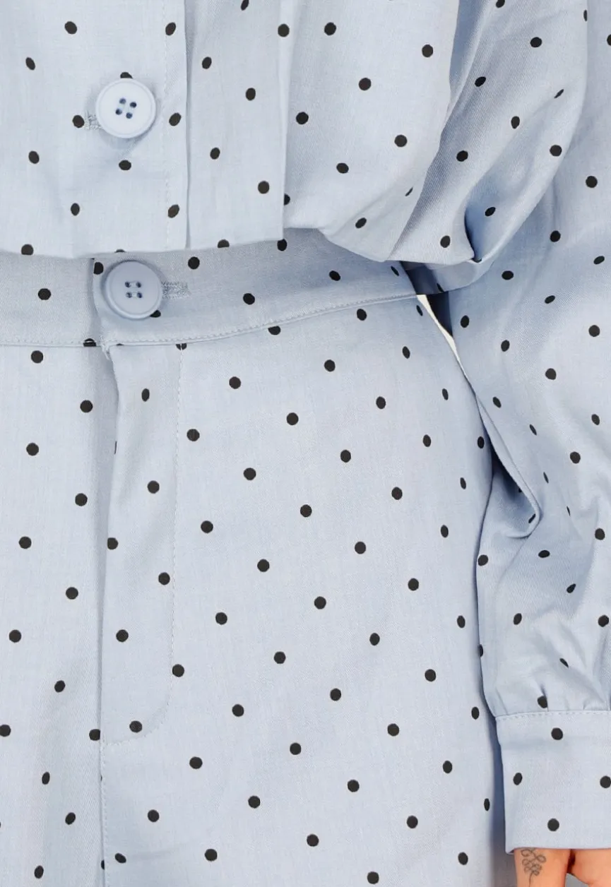 Lichtblauwe Polkadot Two Piece Set met Jack en Short