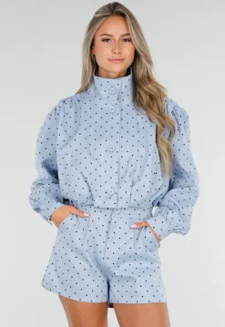 Lichtblauwe Polkadot Two Piece Set met Jack en Short