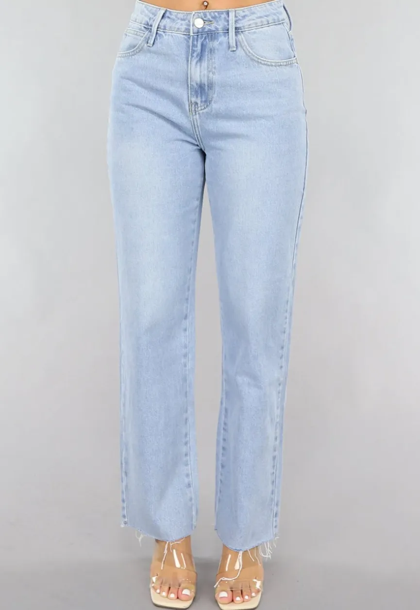 Lichtblauwe Relaxed Fit Straight Leg Jeans