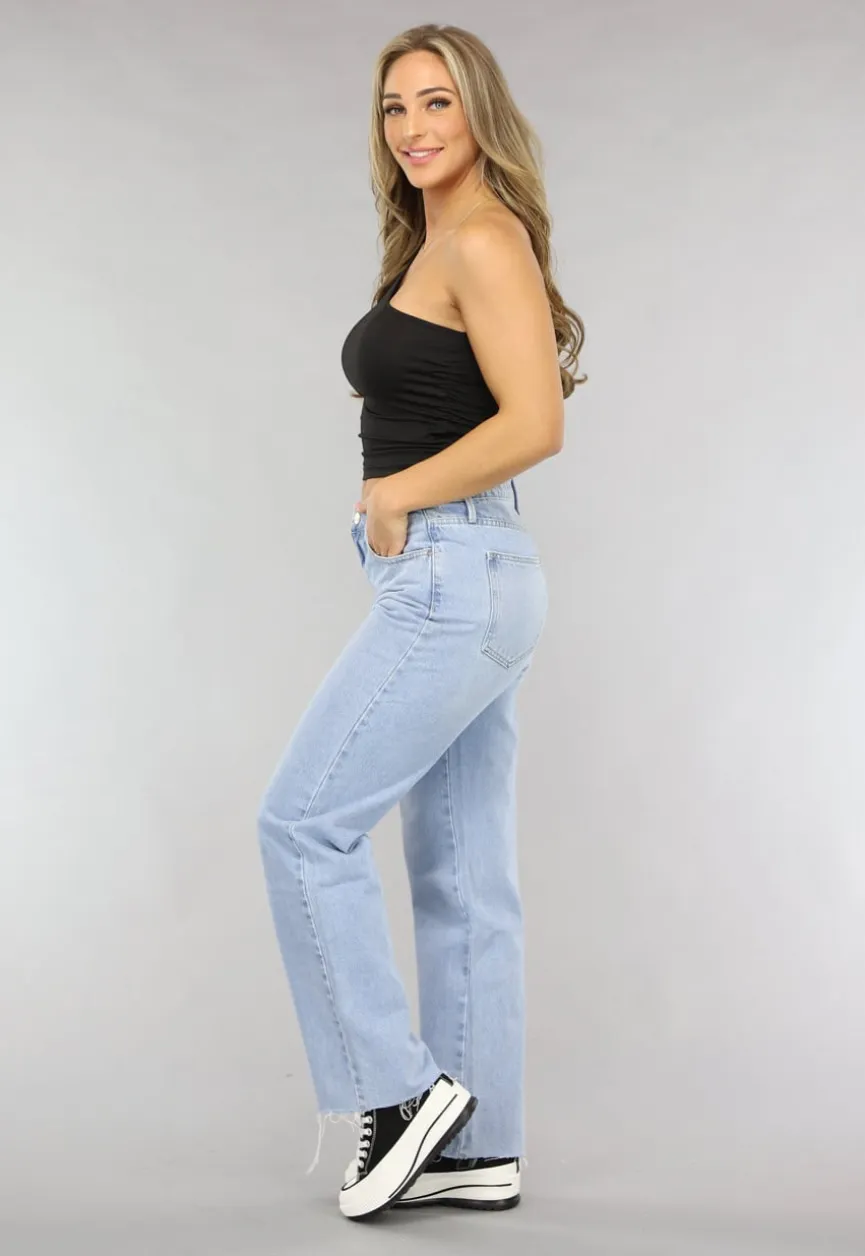 Lichtblauwe Relaxed Fit Straight Leg Jeans
