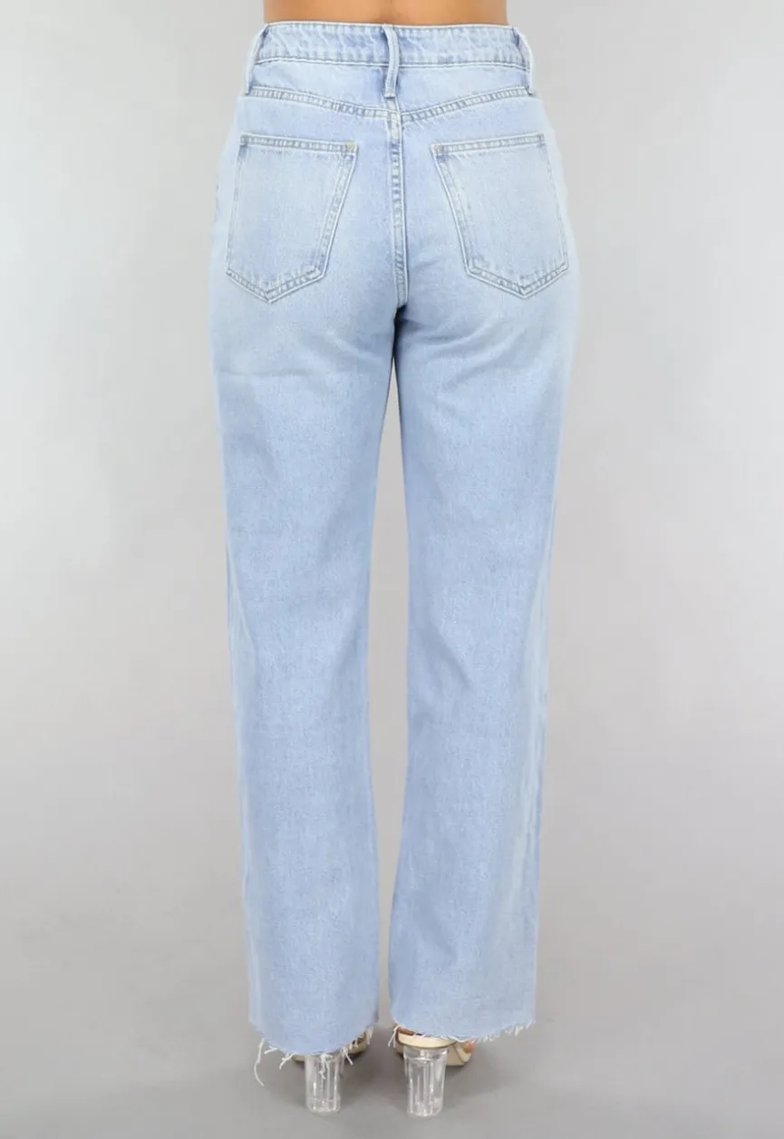 Lichtblauwe Relaxed Fit Straight Leg Jeans