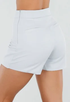 Lichtblauwe Skort met Hoge Taille en Strakke Pasvorm