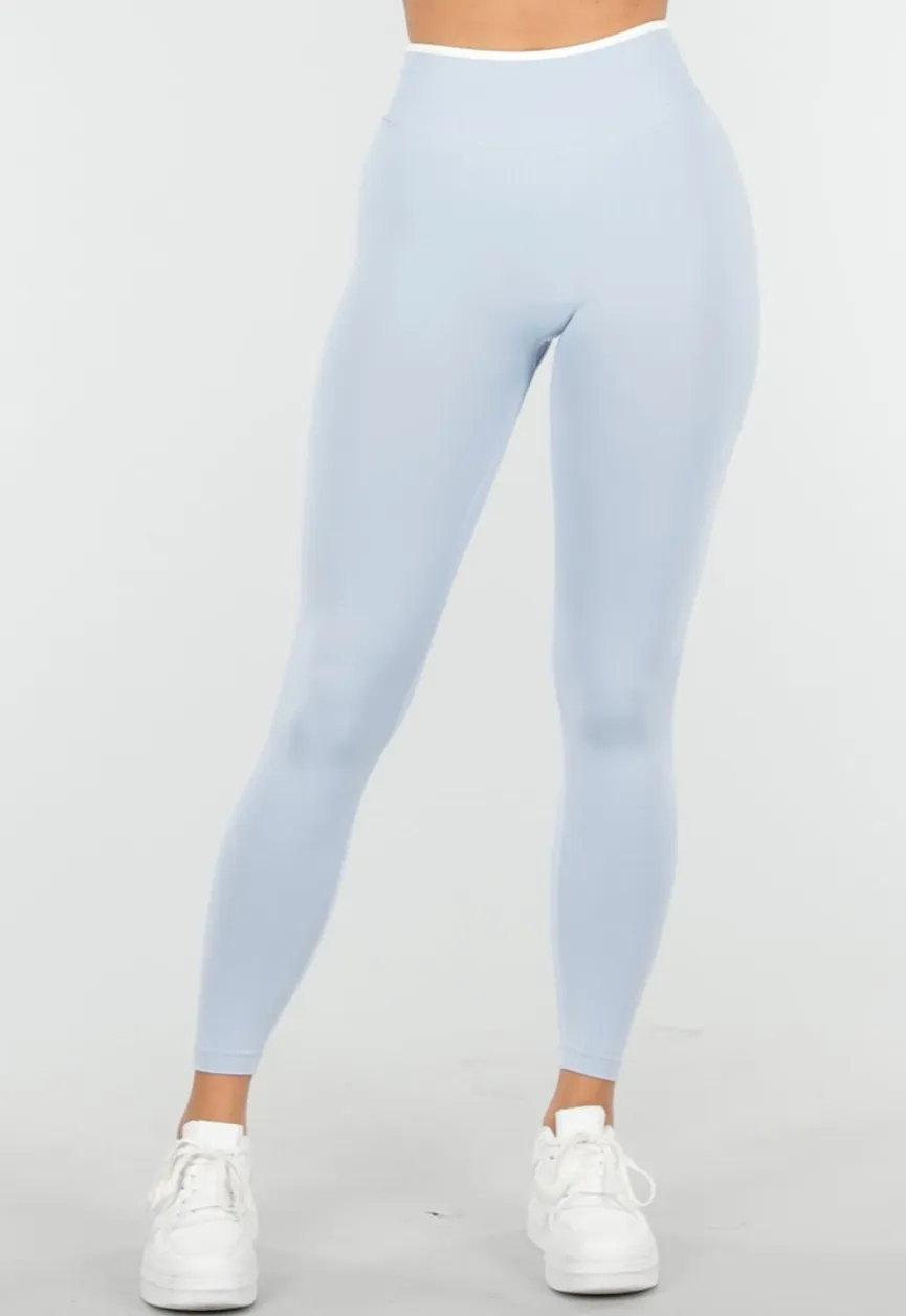 Lichtblauwe Sportlegging met Hoge Taille en Stretch