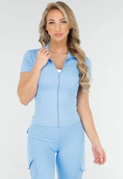 Lichtblauwe Sportset met Cargozakken en Scrunch