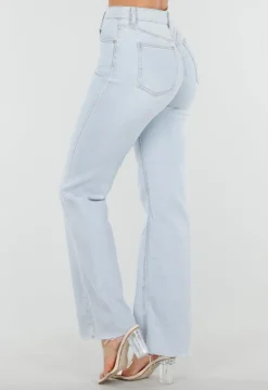 Lichtblauwe Straight Leg Jeans met High Waist