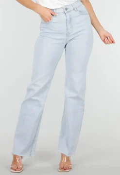Lichtblauwe Straight Leg Jeans met High Waist