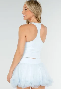 Lichtblauwe Stretch Sporttop met Vierkante Hals en Uitneembare Pads