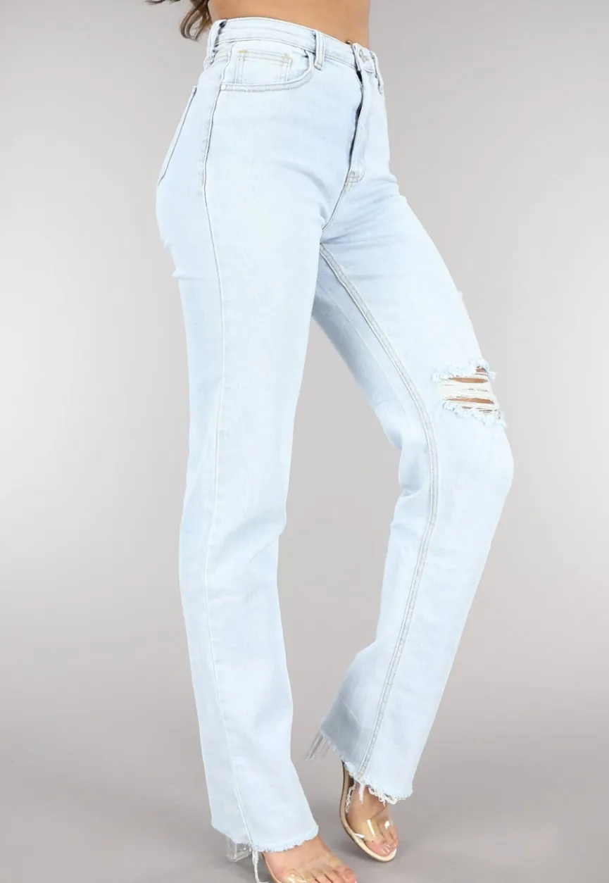 Lichtblauwe Tall Jeans met Scheuren