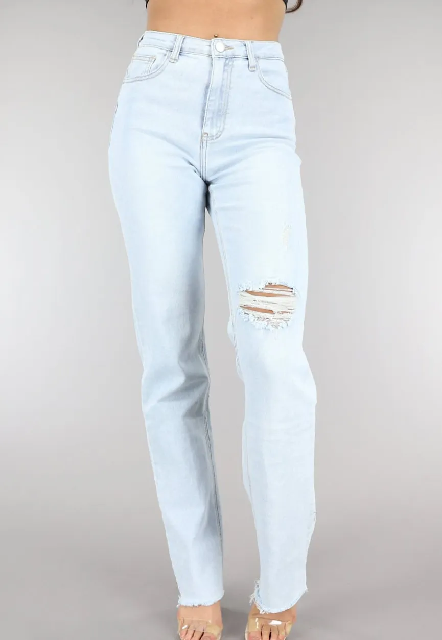 Lichtblauwe Tall Jeans met Scheuren
