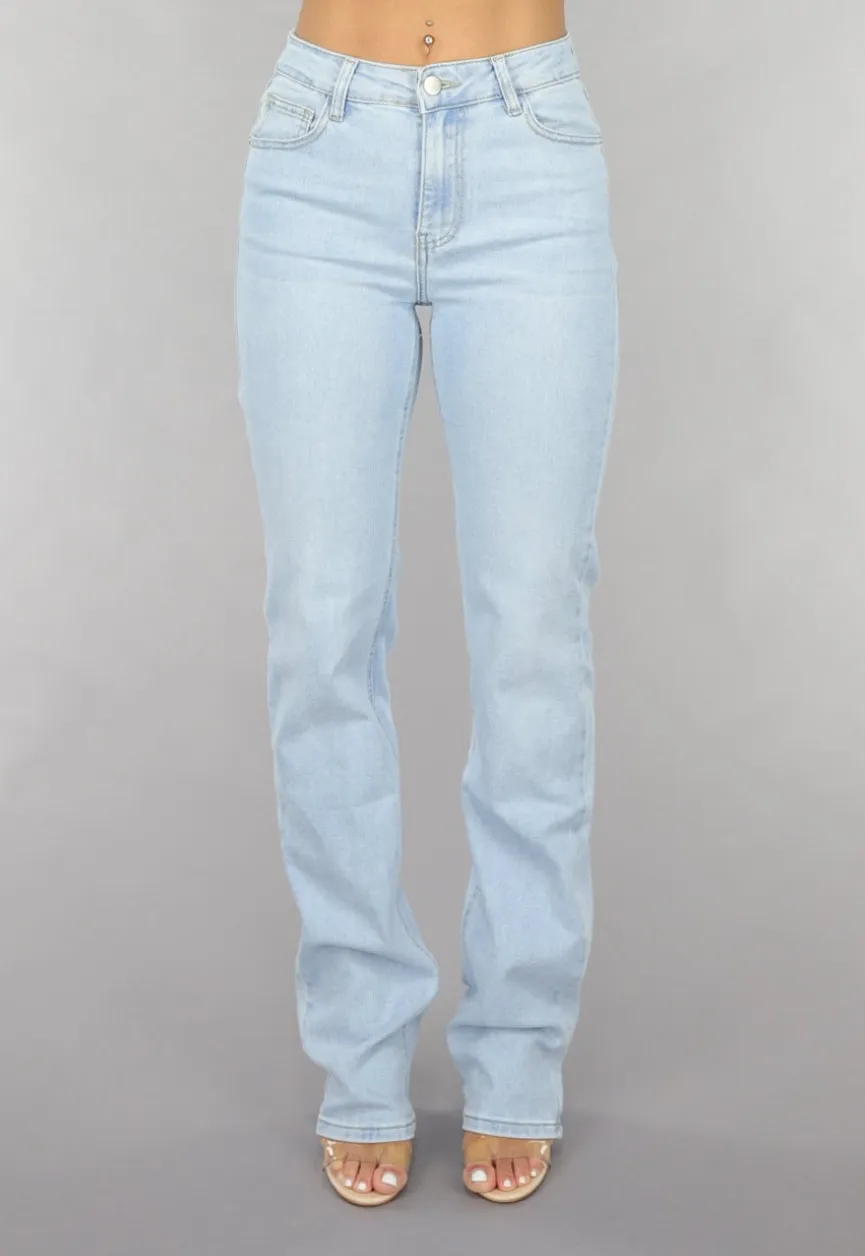 Lichtblauwe Tall Mid Waist Straight Leg Jeans