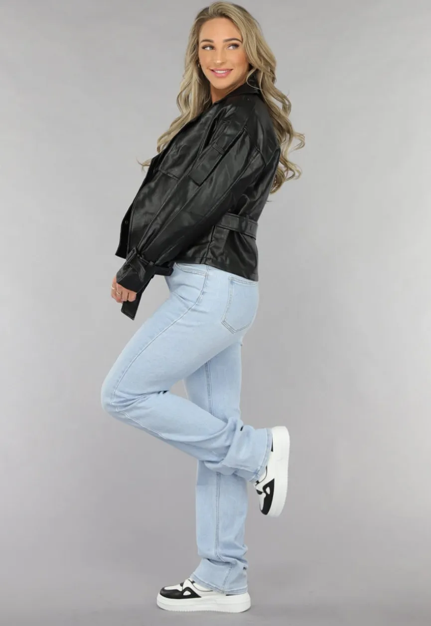 Lichtblauwe Tall Mid Waist Straight Leg Jeans