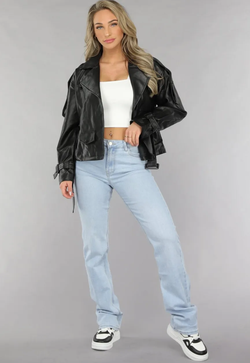 Lichtblauwe Tall Mid Waist Straight Leg Jeans