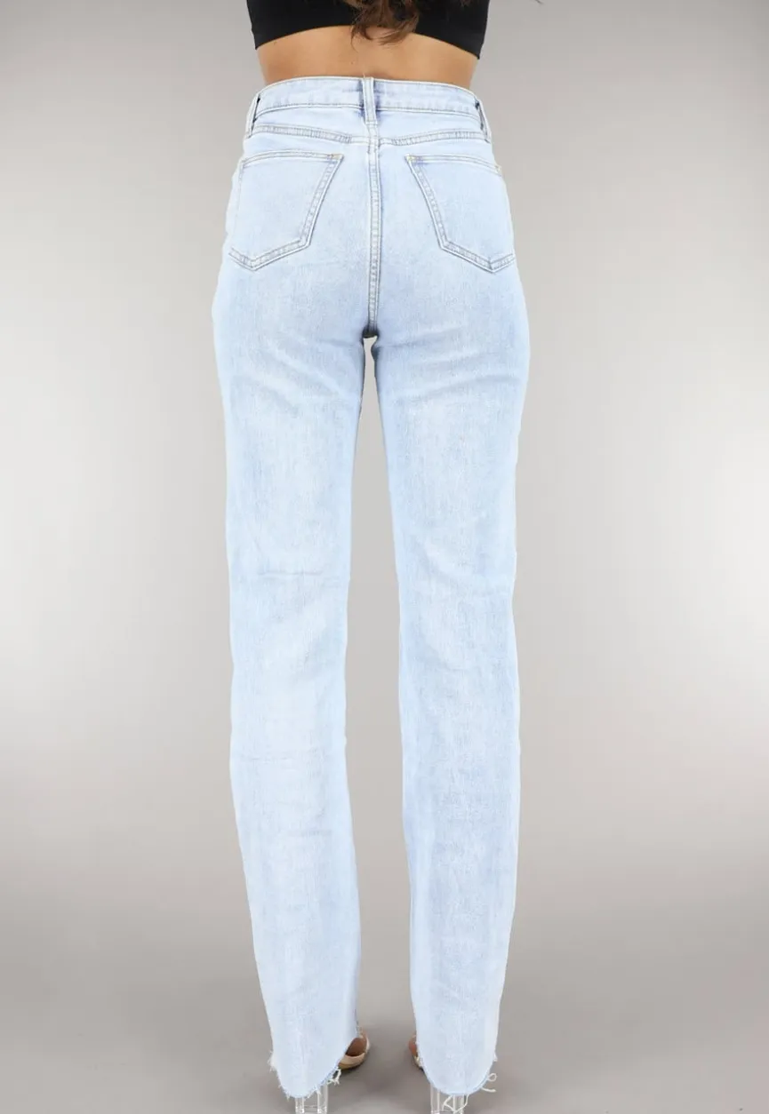 Lichtblauwe Tall Ripped High Waist Jeans