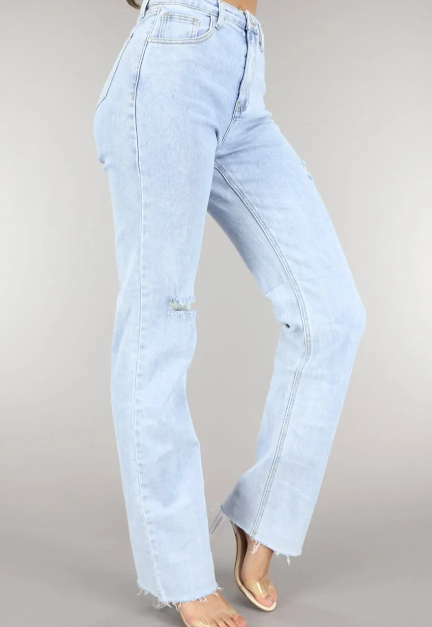 Lichtblauwe Tall Ripped High Waist Jeans