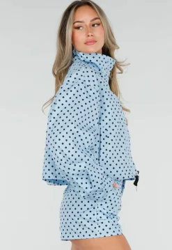 Lichtblauwe Tweedelige Polkadot Set met Jack en Short