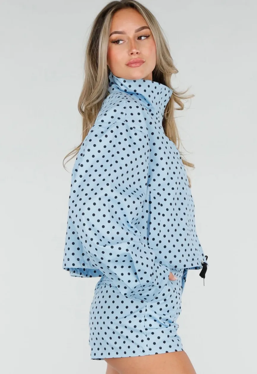 Lichtblauwe Tweedelige Polkadot Set met Jack en Short