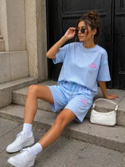 Lichtblauwe Two Piece Set met T-Shirt en Shorts