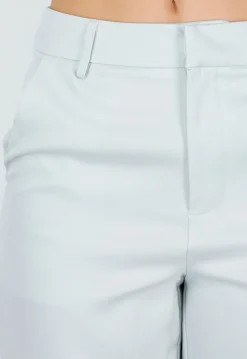 Lichtblauwe Wide Leg Pantalon met Steekzakken en Paspelzakken