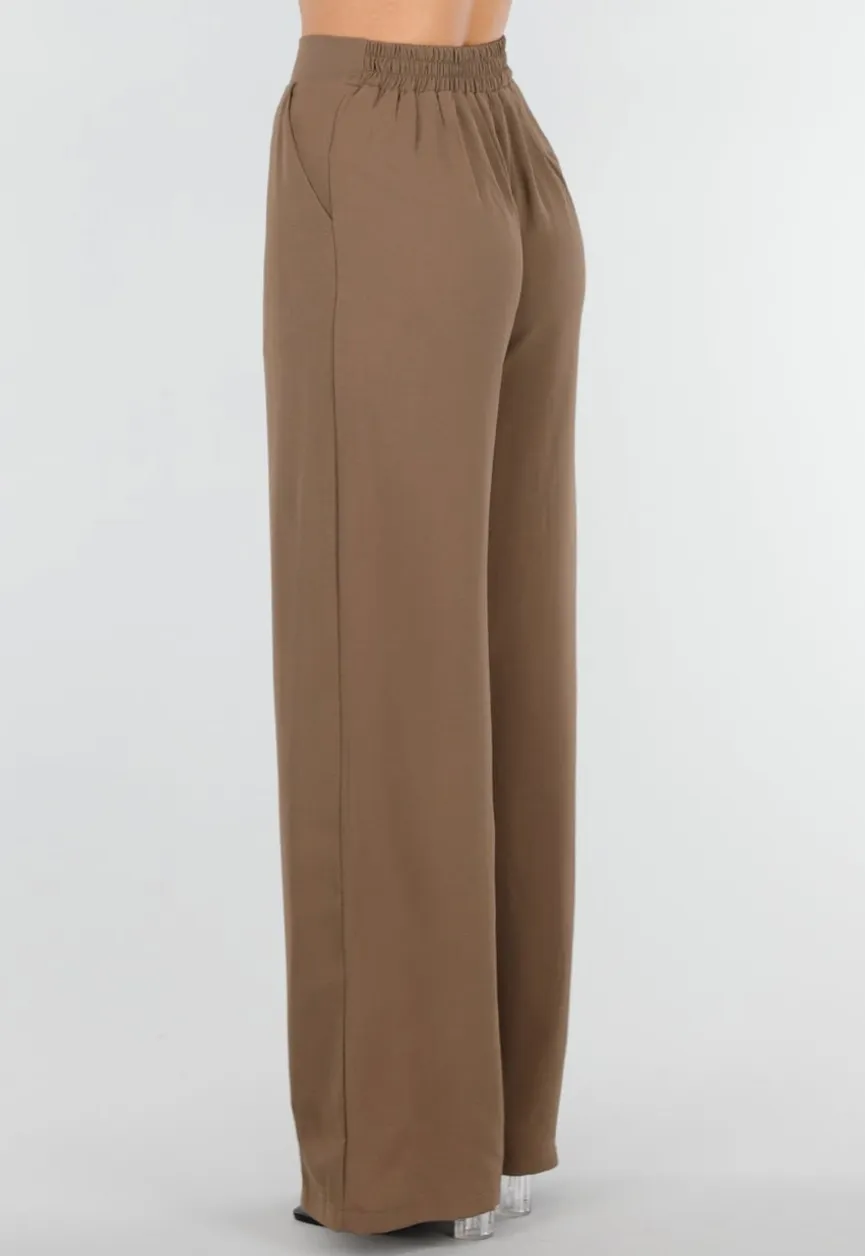 Lichtbruine Linnenlook Broek met Rechte Pijpen