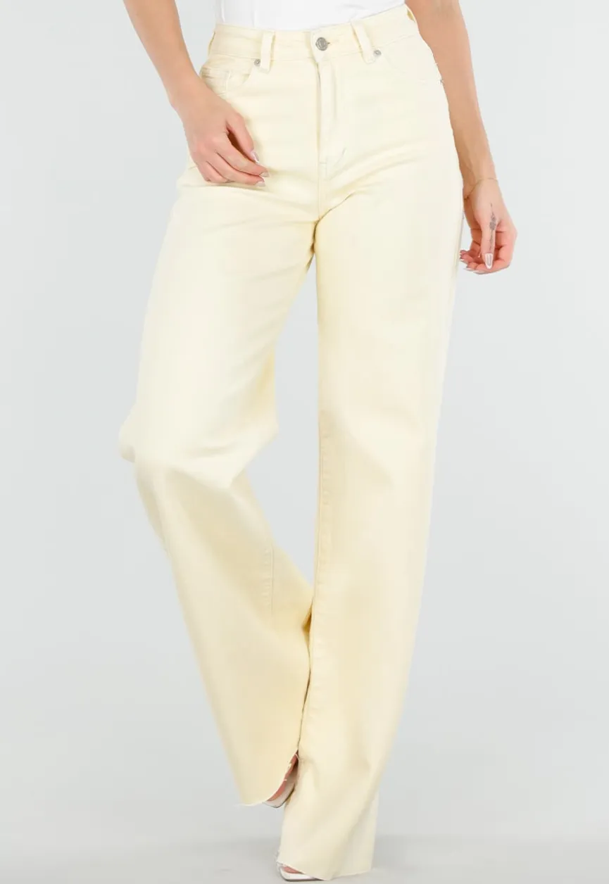Lichtgele Wide Leg Tall Stretch Jeans van Denim