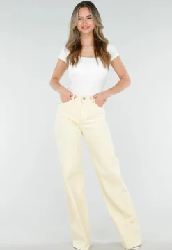 Lichtgele Wide Leg Tall Stretch Jeans van Denim