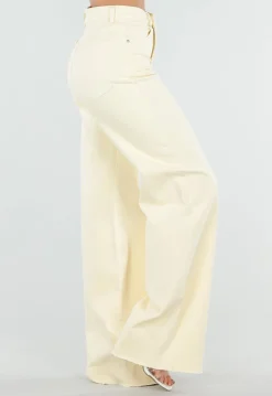 Lichtgele Wide Leg Tall Stretch Jeans van Denim