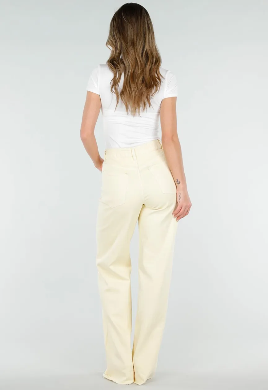 Lichtgele Wide Leg Tall Stretch Jeans van Denim