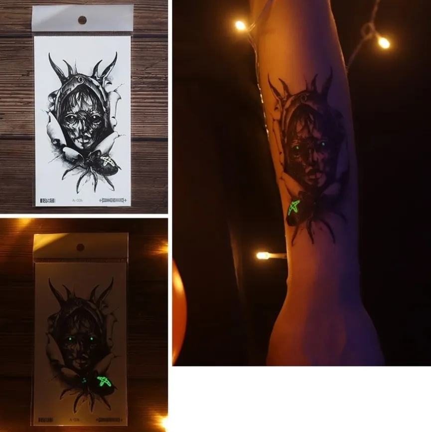 Lichtgevende Scary Tijdelijke Tattoo