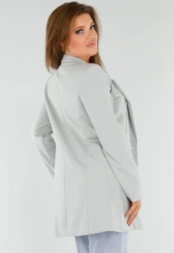 Lichtgrijze Halflange Stretch Blazer