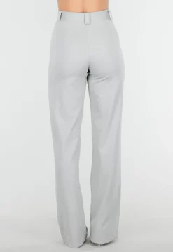 Lichtgrijze Pantalon met Stretch en Rechte Pijpen