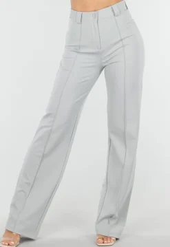 Lichtgrijze Pantalon met Stretch en Rechte Pijpen