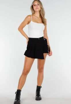 Lichtgrijze Rib Camitop met Verstelbare Spaghettibandjes