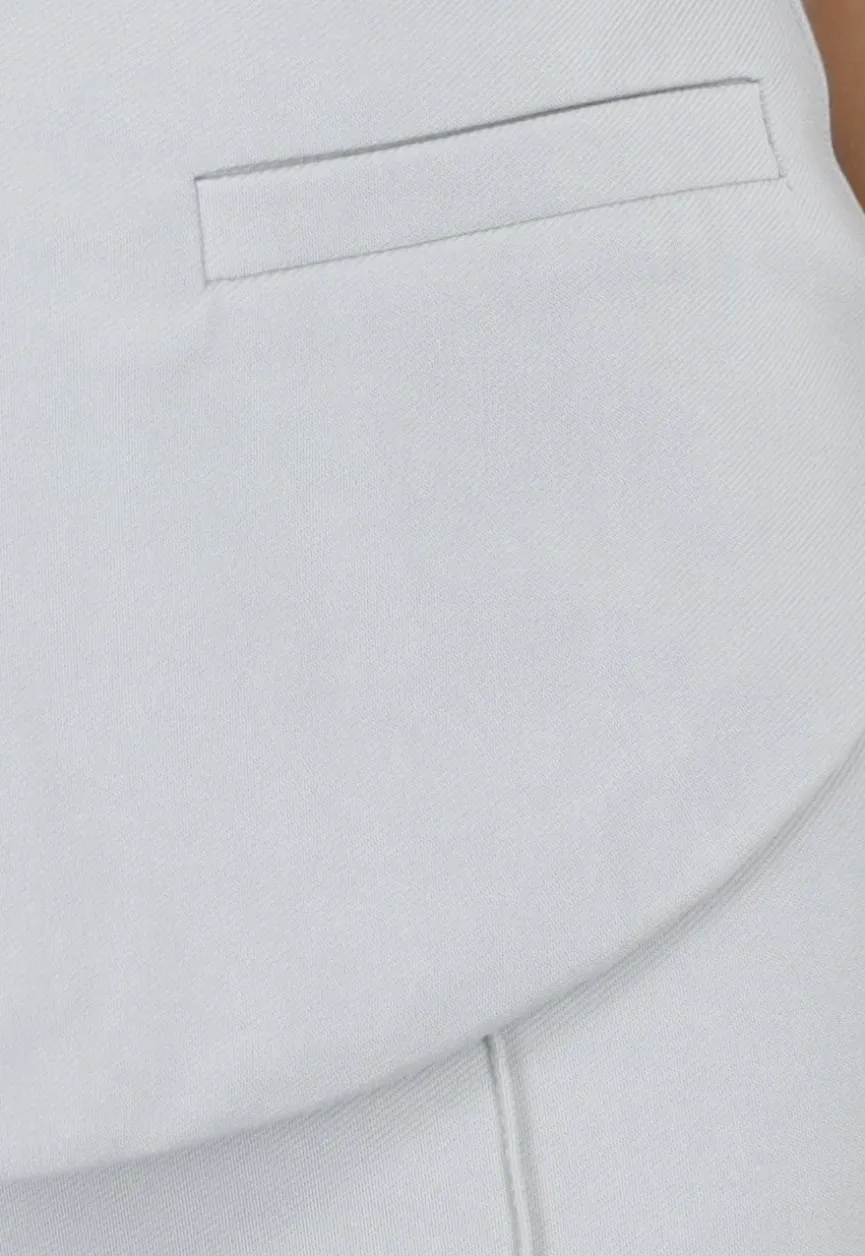 Lichtgrijze Strapless Gilet Top met Knoopsluiting