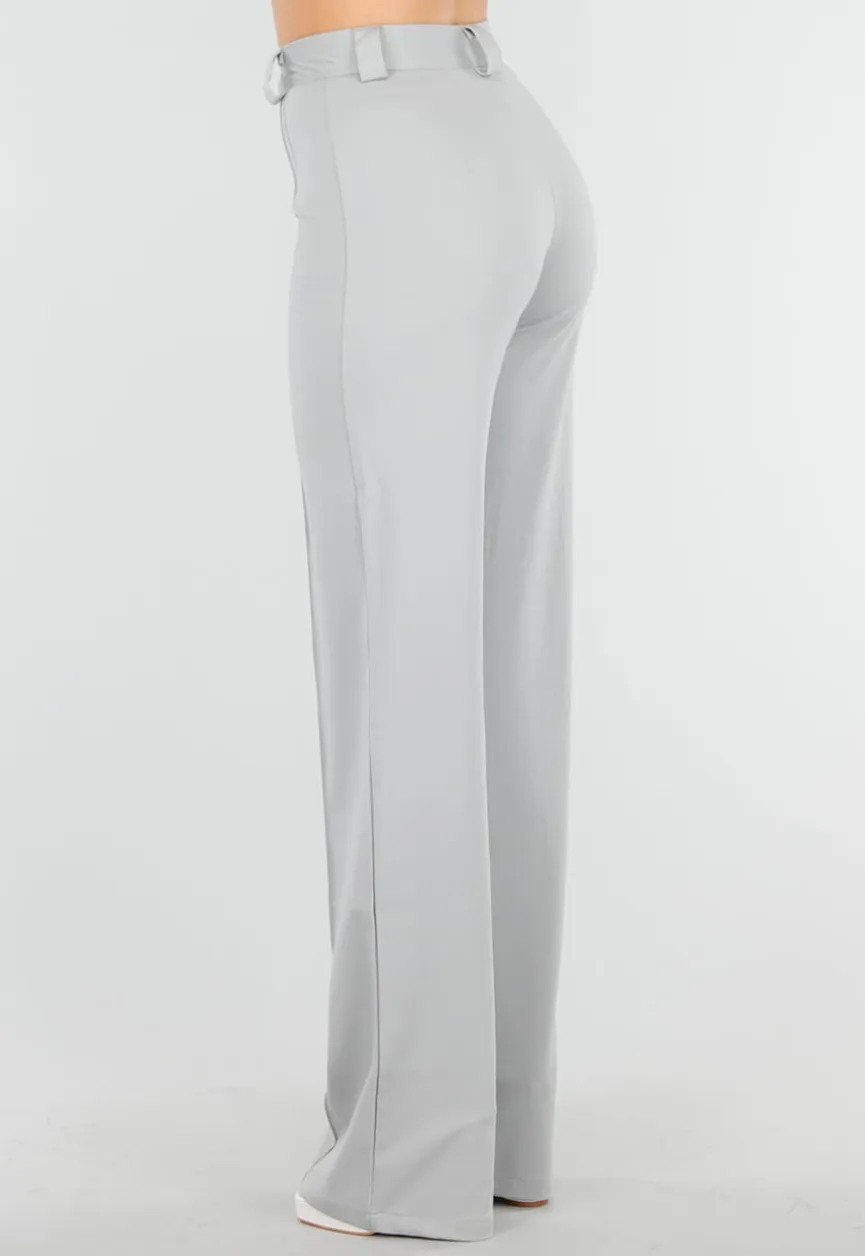 Lichtgrijze Tall Elastische Pantalon met Rechte Pijpen