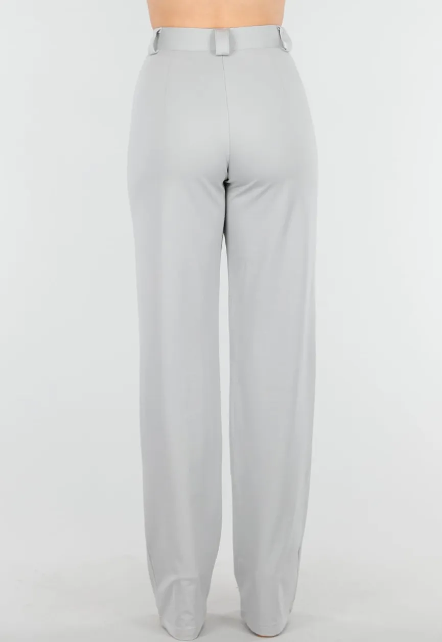 Lichtgrijze Tall Elastische Pantalon met Rechte Pijpen