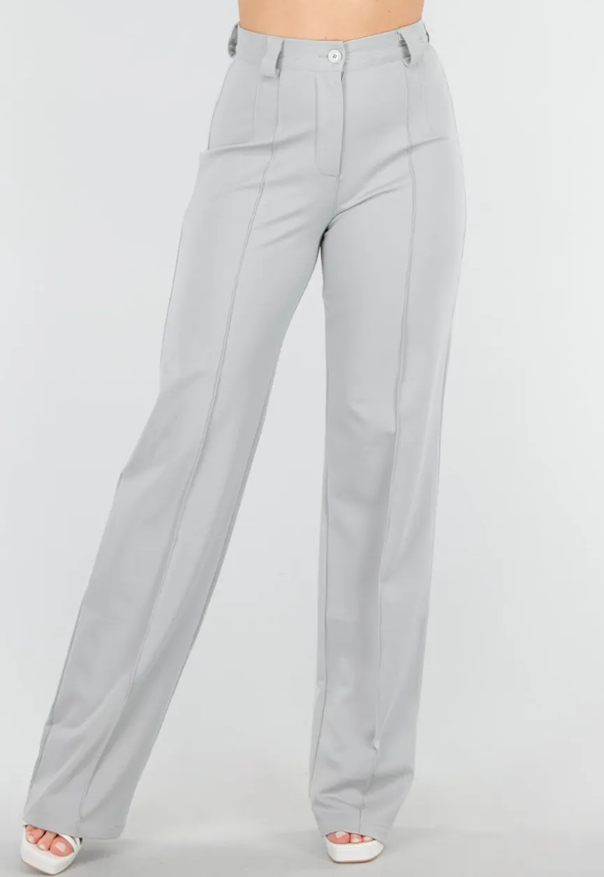 Lichtgrijze Tall Elastische Pantalon met Rechte Pijpen