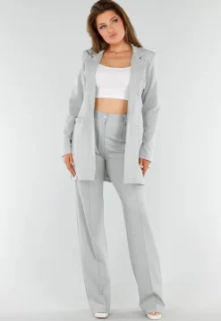 Lichtgrijze Tall Elastische Pantalon met Rechte Pijpen