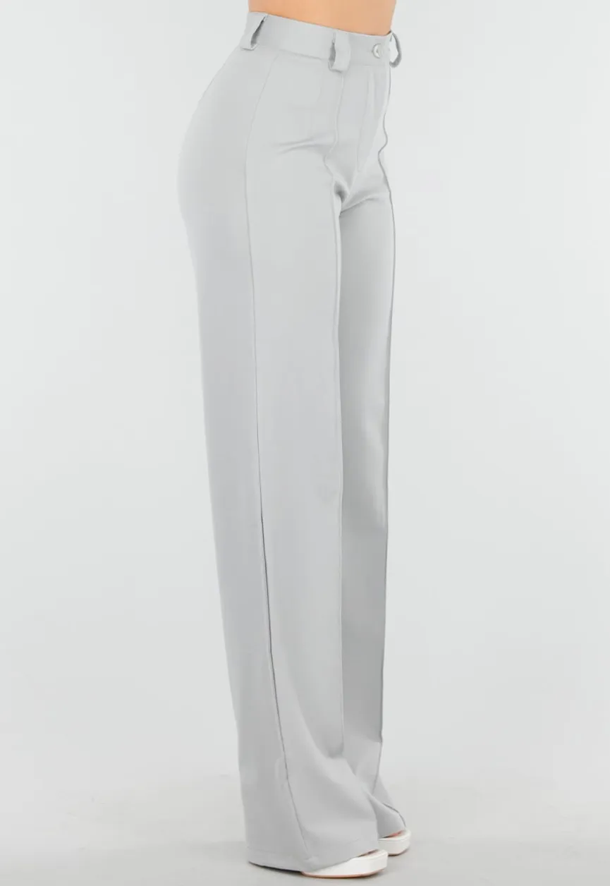 Lichtgrijze Tall Elastische Pantalon met Rechte Pijpen
