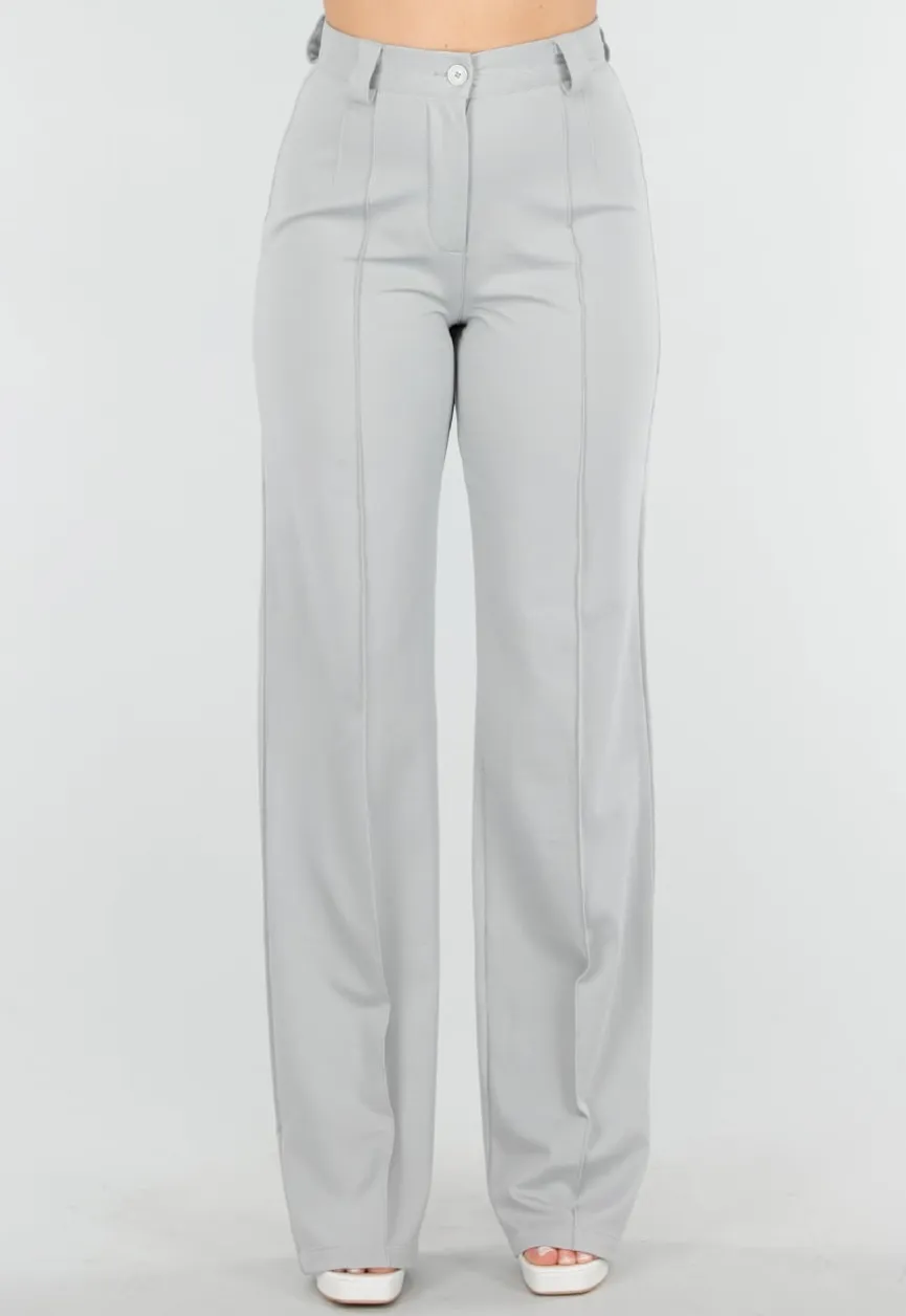 Lichtgrijze Tall Elastische Pantalon met Rechte Pijpen