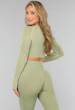 Lichtgroene Cropped Longsleeve Sporttop