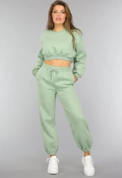 Lichtgroene Cropped Lounge Set