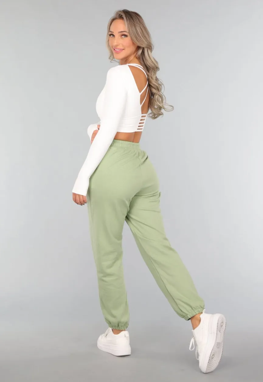 Lichtgroene Joggingbroek met Open Detail