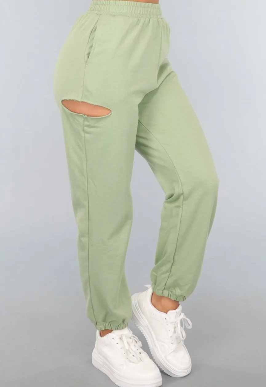 Lichtgroene Joggingbroek met Open Detail