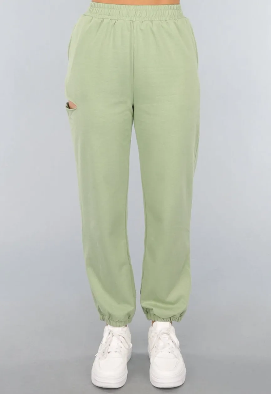 Lichtgroene Joggingbroek met Open Detail