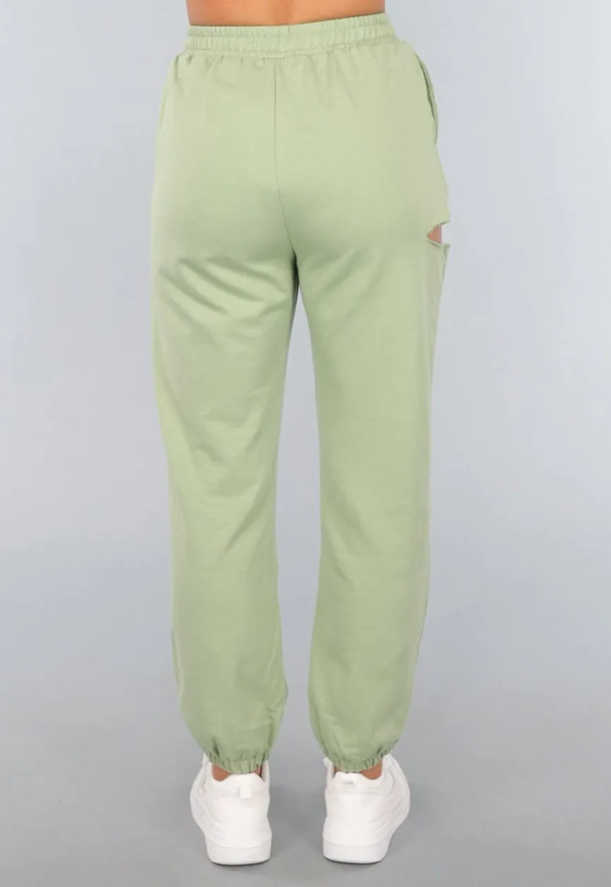 Lichtgroene Joggingbroek met Open Detail