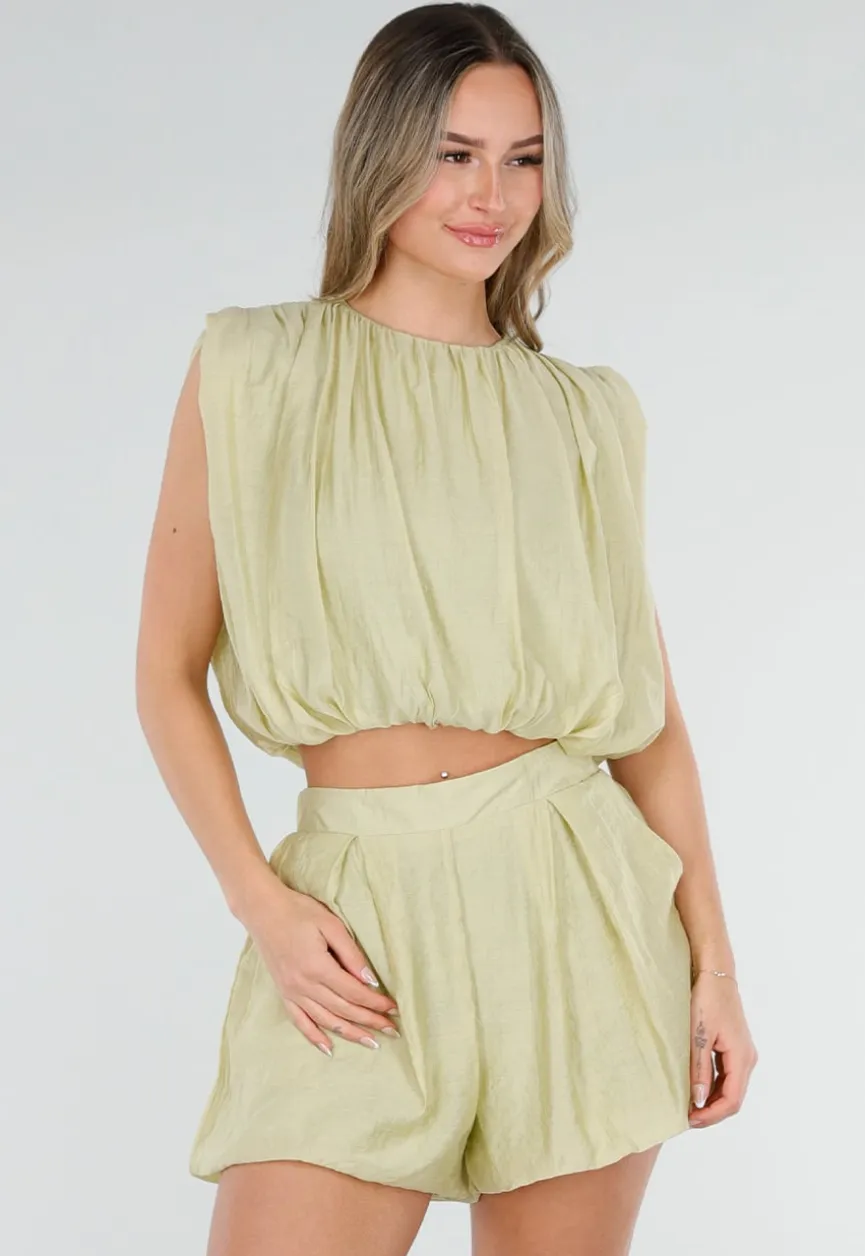 Lichtgroene Matching Set met Mouwloze Top en Broekje