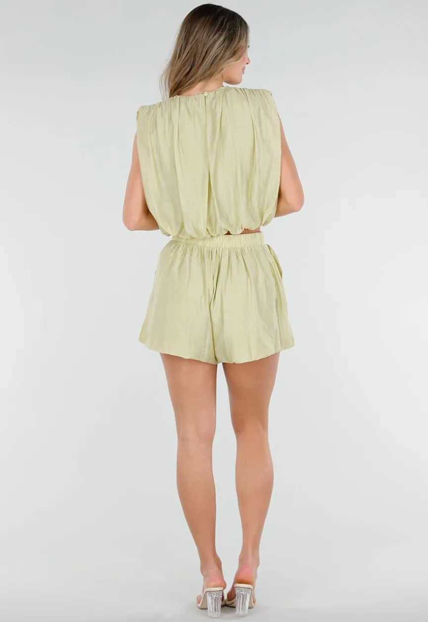 Lichtgroene Matching Set met Mouwloze Top en Broekje